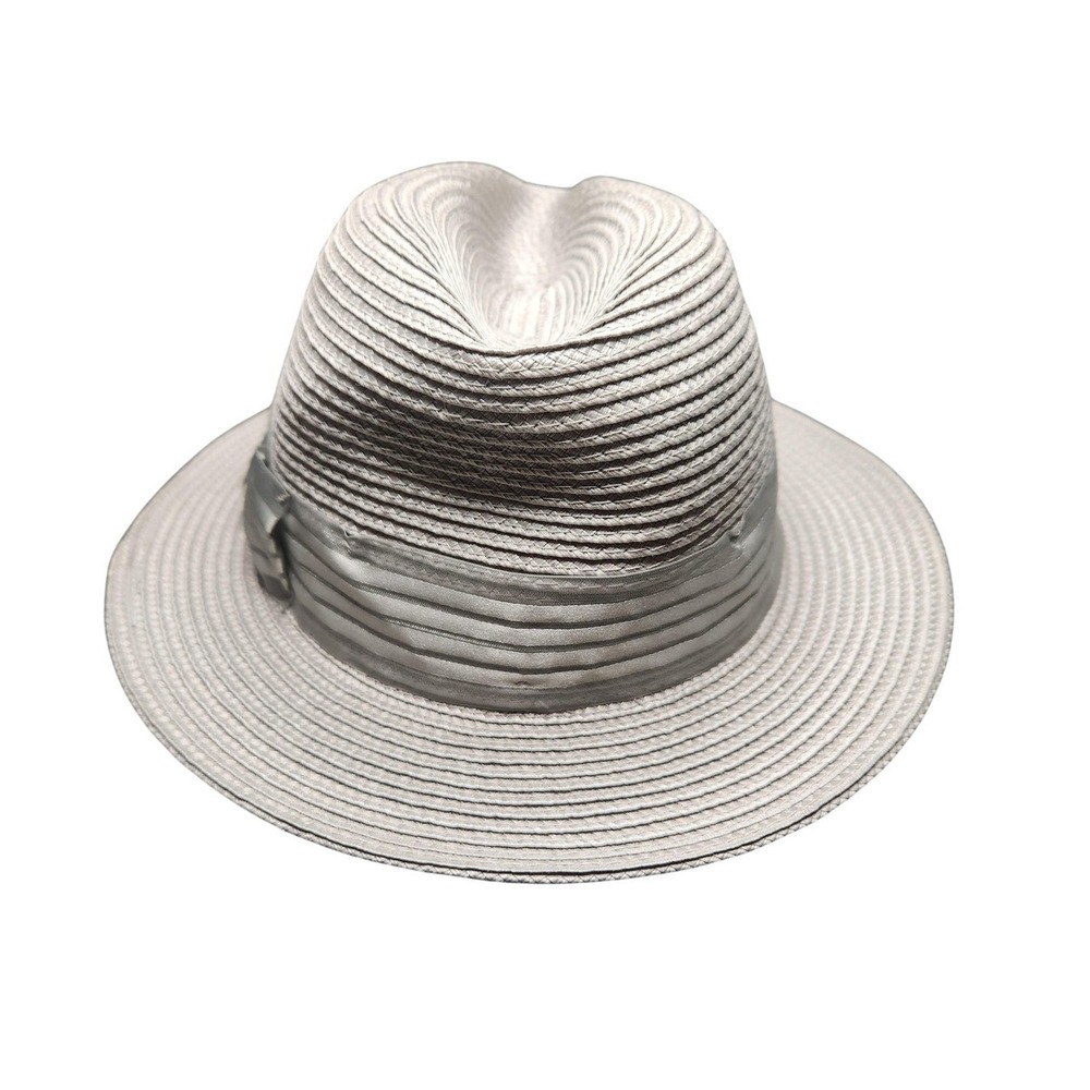 Stacy Adams Hat Fedora Mens "Santana" Milan Straw Gray Grosgrain Old Money Style